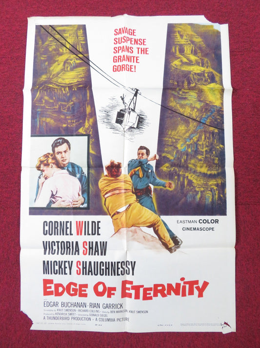 EDGE OF ETERNITY FOLDED US ONE SHEET POSTER CORNEL WILDE VICTORIA SHAW 1959 Rendezvous Cinema Movie posters