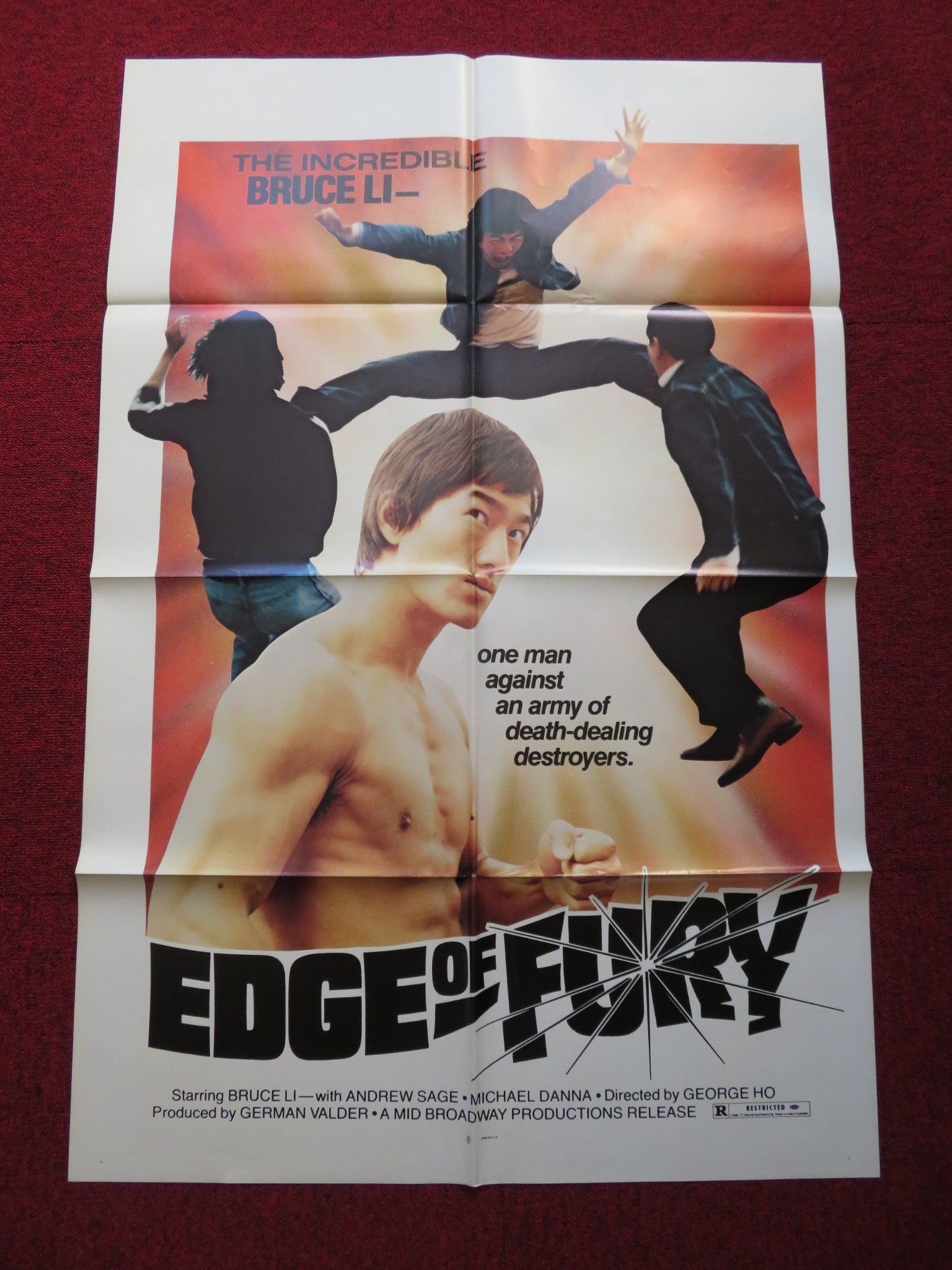 EDGE OF FURY FOLDED US ONE SHEET POSTER BRUCE LI KUNG FU ANDREW SAGE 1978 Rendezvous Cinema Movie posters
