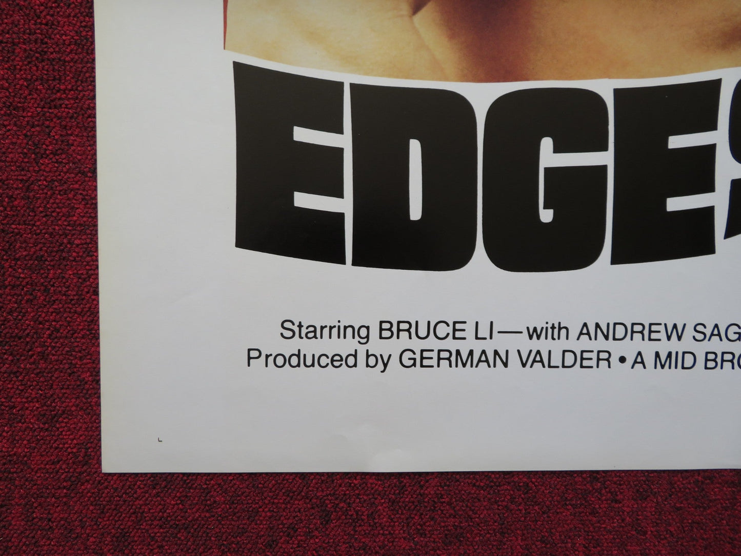 EDGE OF FURY FOLDED US ONE SHEET POSTER BRUCE LI KUNG FU ANDREW SAGE 1978 Rendezvous Cinema Movie posters