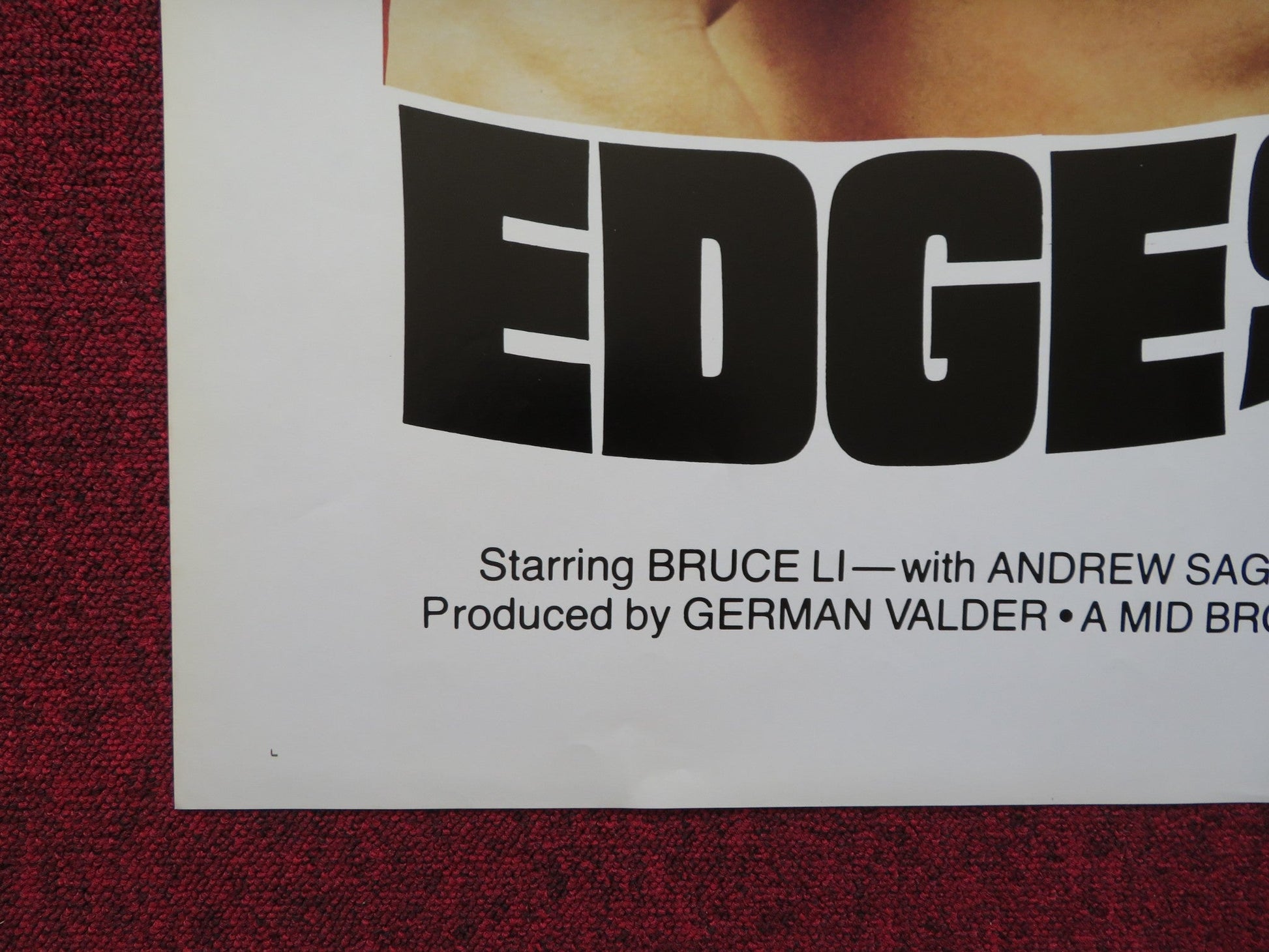 EDGE OF FURY FOLDED US ONE SHEET POSTER BRUCE LI KUNG FU ANDREW SAGE 1978 Rendezvous Cinema Movie posters