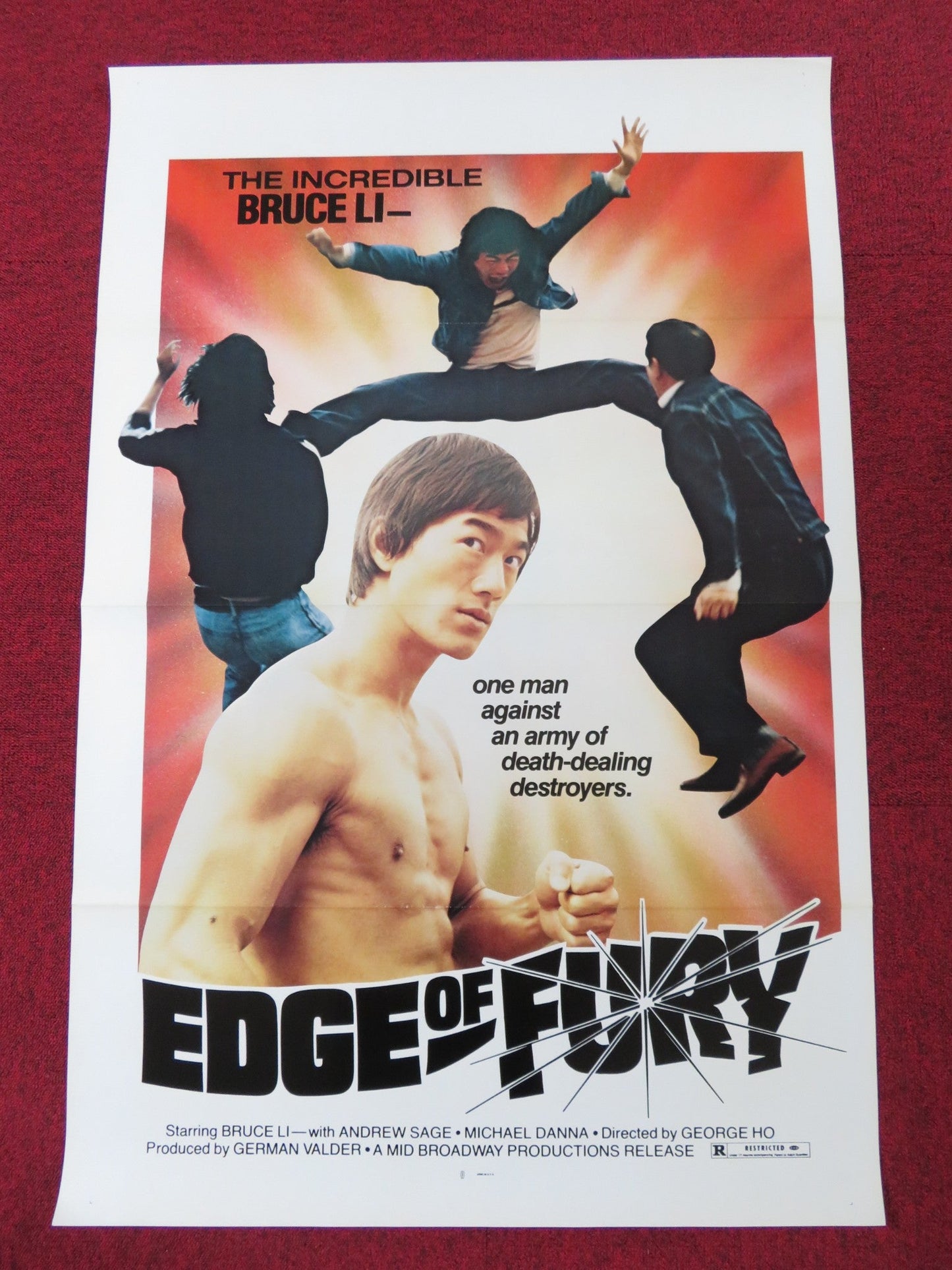 EDGE OF FURY US ONE SHEET ROLLED POSTER BRUCE LI YASUAKI KURATA 1978 Rendezvous Cinema Movie posters