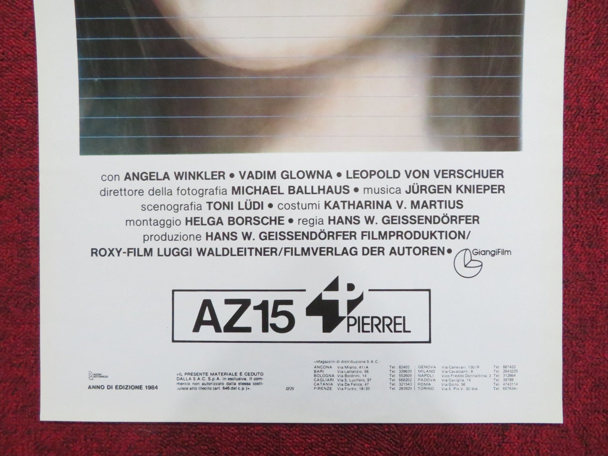 EDITHS TAGEBACH ITALIAN LOCANDINA POSTER ANGELA WINKLER VADIM GLOWNA 1984 Rendezvous Cinema Movie posters