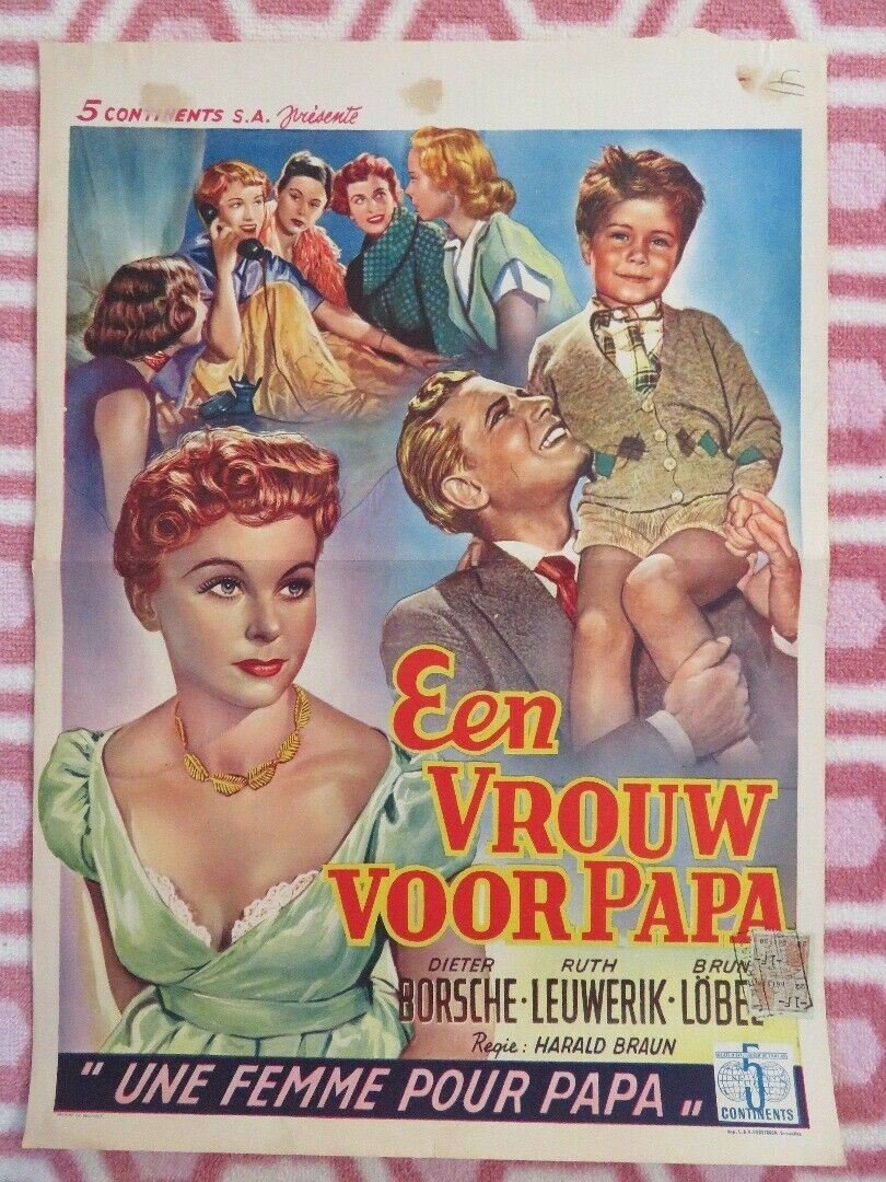 EEN VROUW VOOR PAPA / Vater braucht eine Frau BELGIUM (20"x 14") POSTER 1952 Movie posters