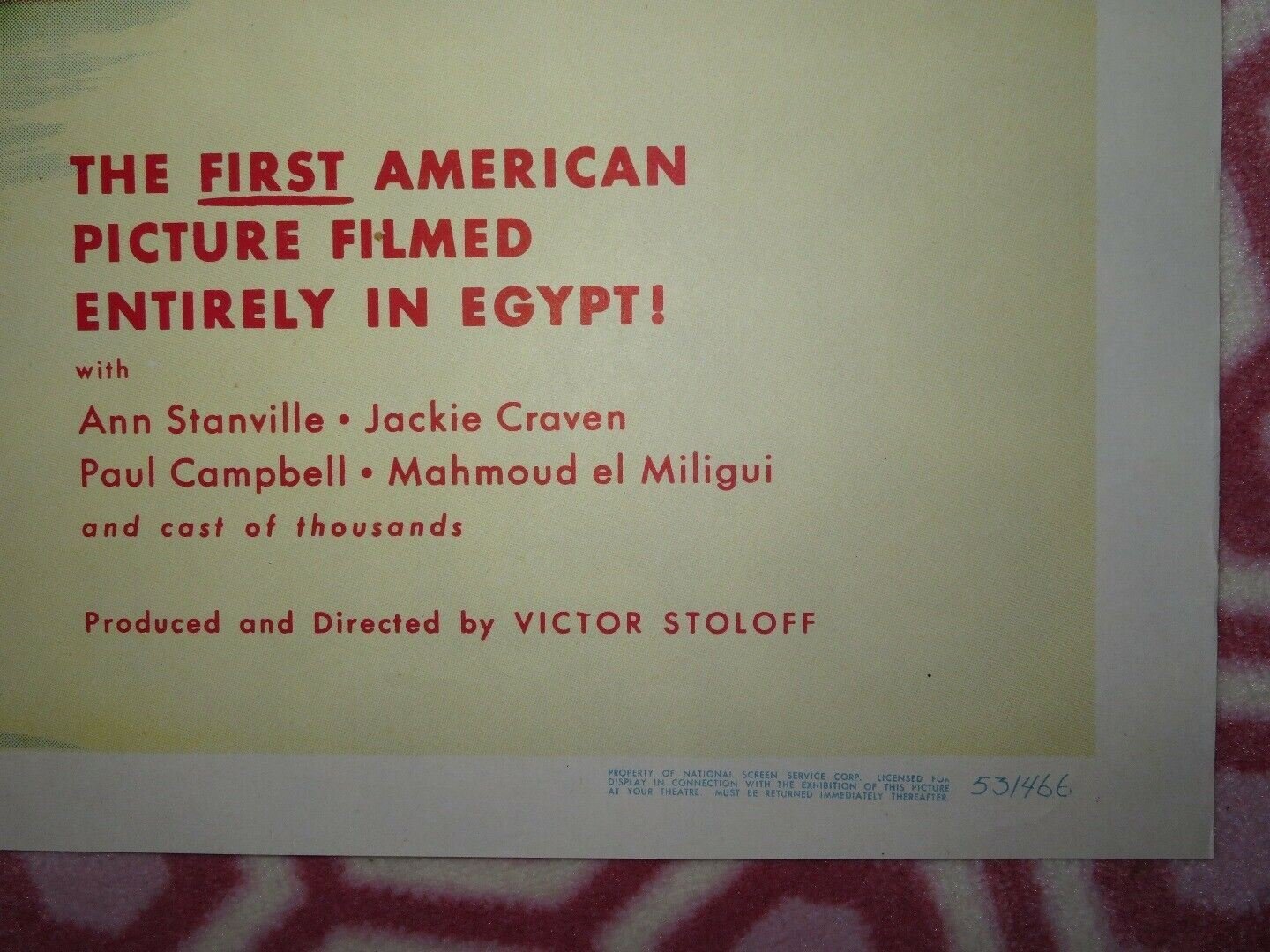 EGYPT BY 3 FOLDED US ONE SHEET POSTER JOSEPH COTTEN ANN STANVILLE 1953 Movie posters