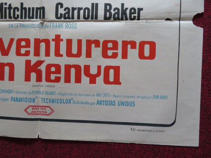EL AVENTURERO EN KENYA / MISTER MOSES SPANISH ONE SHEET FOLDED POSTER MITCHUM Movie posters