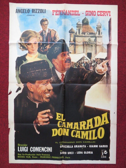 EL CAMARADA DON CAMILO SPANISH FOLDED ONE SHEET POSTER FERNANDEL GINO CERVI 1965 - Rendezvous Cinema