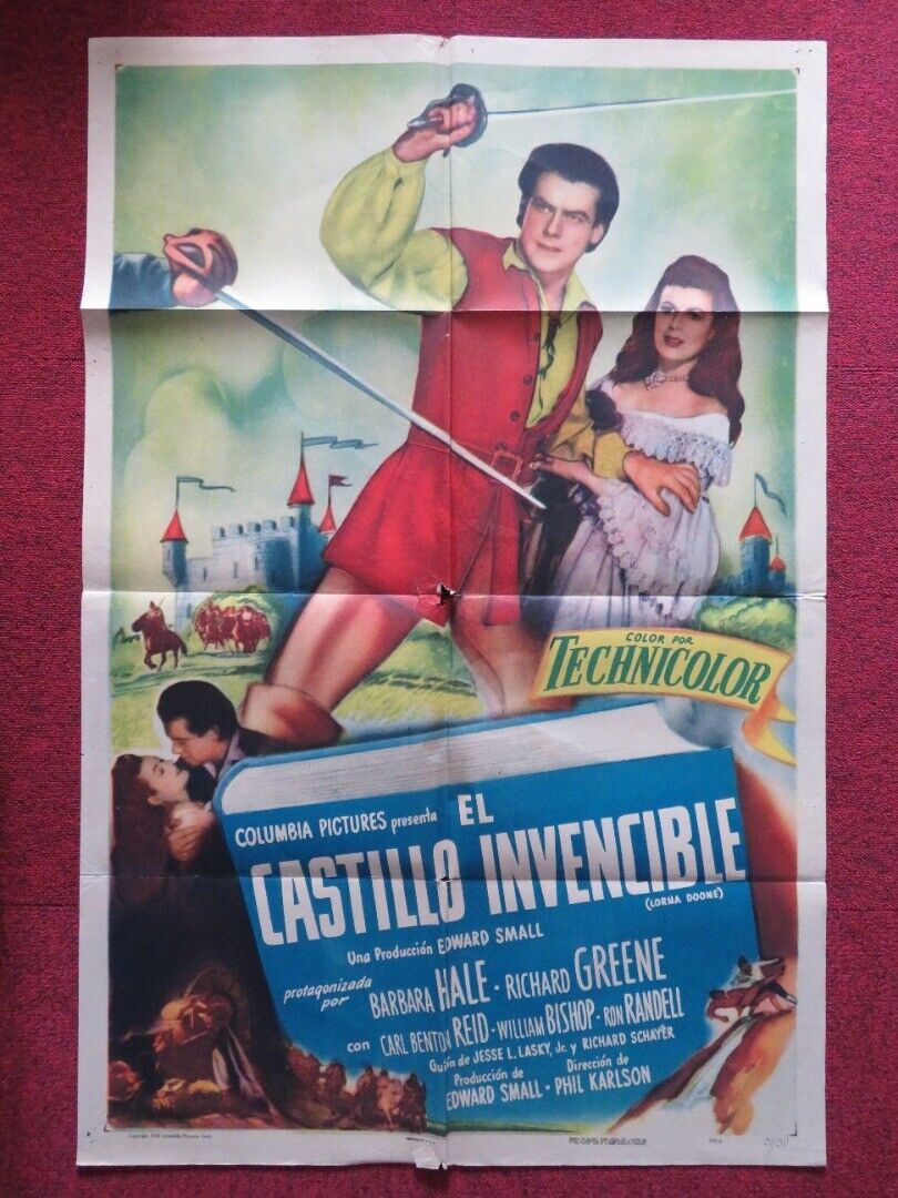 EL CASTILLIO INVENCIBLE / LORNA DOONE MEXICO ONE SHEET FOLDED POSTER 1951 Movie posters