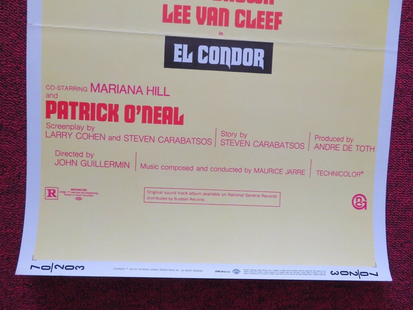 EL CONDOR US INSERT (14"x 36") POSTER JIM BROWN LEE VAN CLEEF 1970 Movie posters