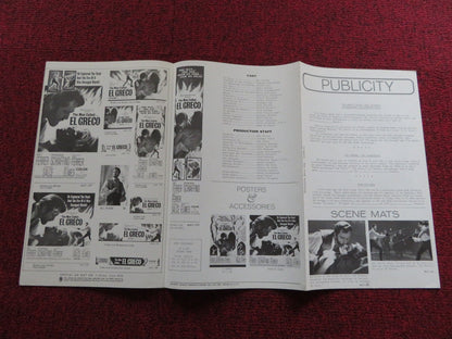 EL GRECO US PRESSBOOK - UNCUT MEL FERRER ROSANNA SCHIAFFINO 1966 Rendezvous Cinema Movie posters
