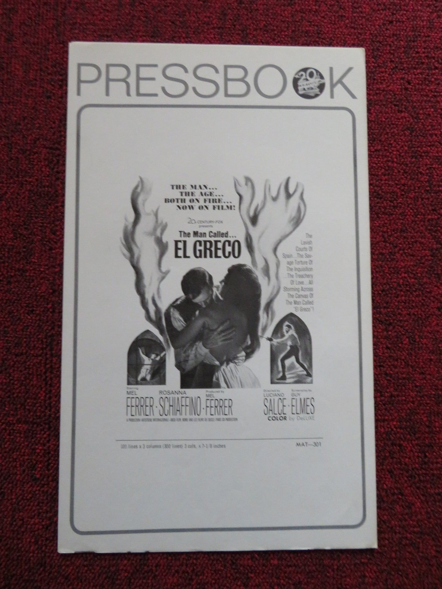 EL GRECO US PRESSBOOK - UNCUT MEL FERRER ROSANNA SCHIAFFINO 1966 Rendezvous Cinema Movie posters