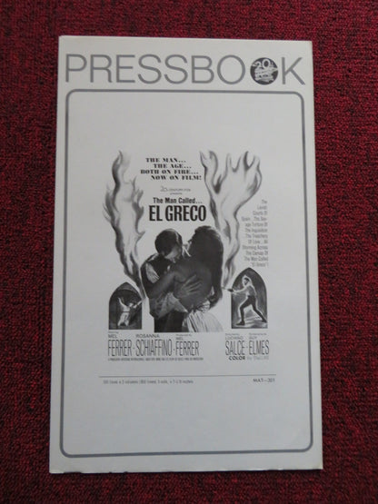 EL GRECO US PRESSBOOK - UNCUT MEL FERRER ROSANNA SCHIAFFINO 1966 Rendezvous Cinema Movie posters