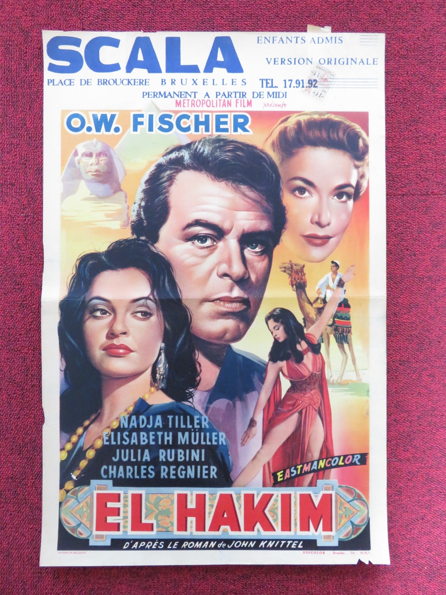 EL HAKIM BELGIUM POSTER NADJA TILLER ELISABETH MULLER 1957 Rendezvous Cinema Movie posters