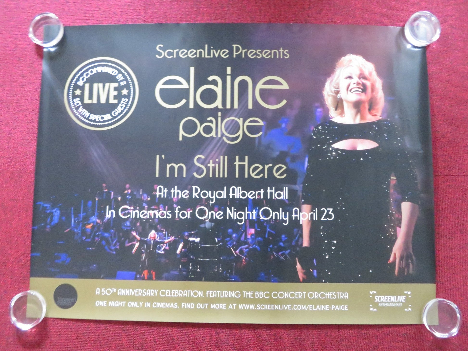 ELAINE PAIGE: I'M STILL HERE UK QUAD ROLLED POSTER ROYAL ALBERT HALL 2014 Rendezvous Cinema Movie posters