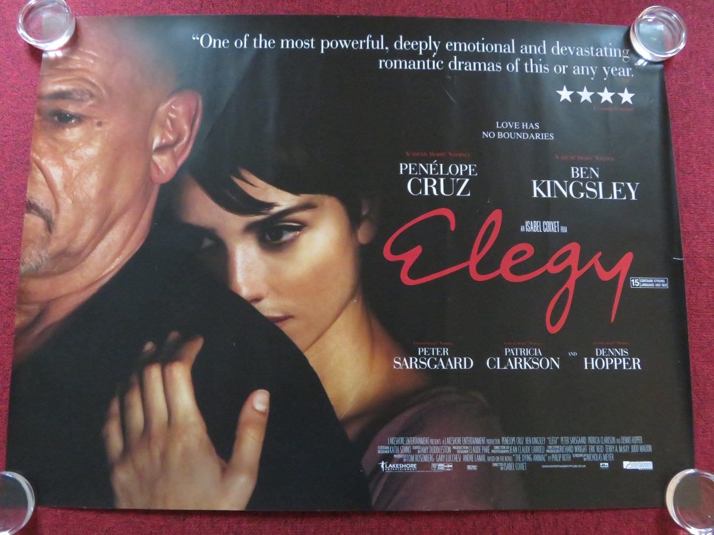 ELEGY UK QUAD (30"x 40") ROLLED POSTER PENELOPE CRUZ BEN KINGSLEY 2008 Rendezvous Cinema Movie posters