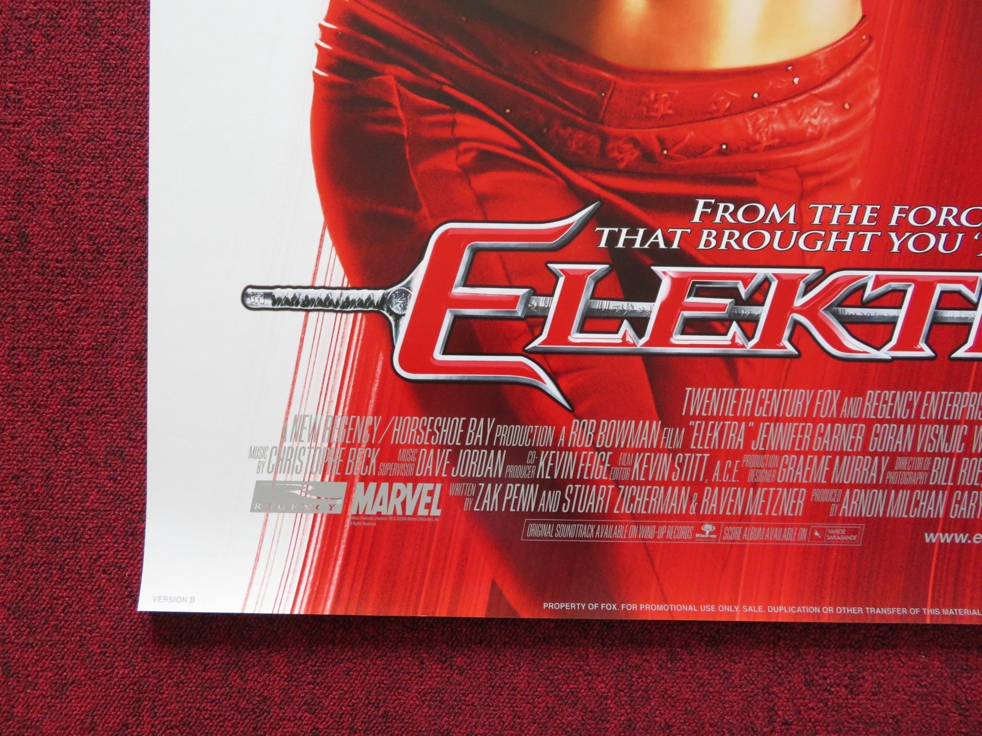 ELEKTRA VERSION B US ONE SHEET ROLLED POSTER JENNIFER GARNER GORAN VISNJIC 2004 Rendezvous Cinema Movie posters
