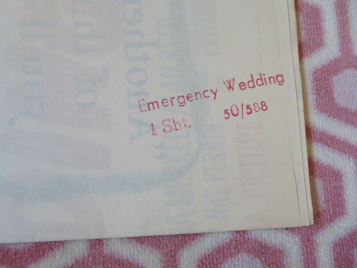 EMERGENCY WEDDING FOLDED US ONE SHEET POSTER LARRY PARKS BARBARA HALE 1950 Movie posters