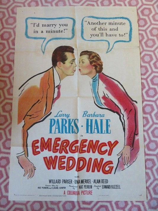 EMERGENCY WEDDING FOLDED US ONE SHEET POSTER LARRY PARKS BARBARA HALE 1950 Movie posters