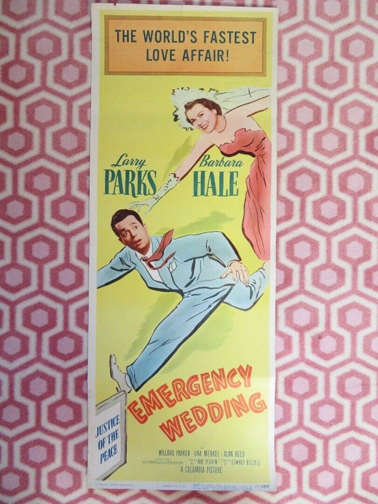 EMERGENCY WEDDING US INSERT (14"x 36") POSTER LARRY PARKS BARBARA HALE 1950 Movie posters
