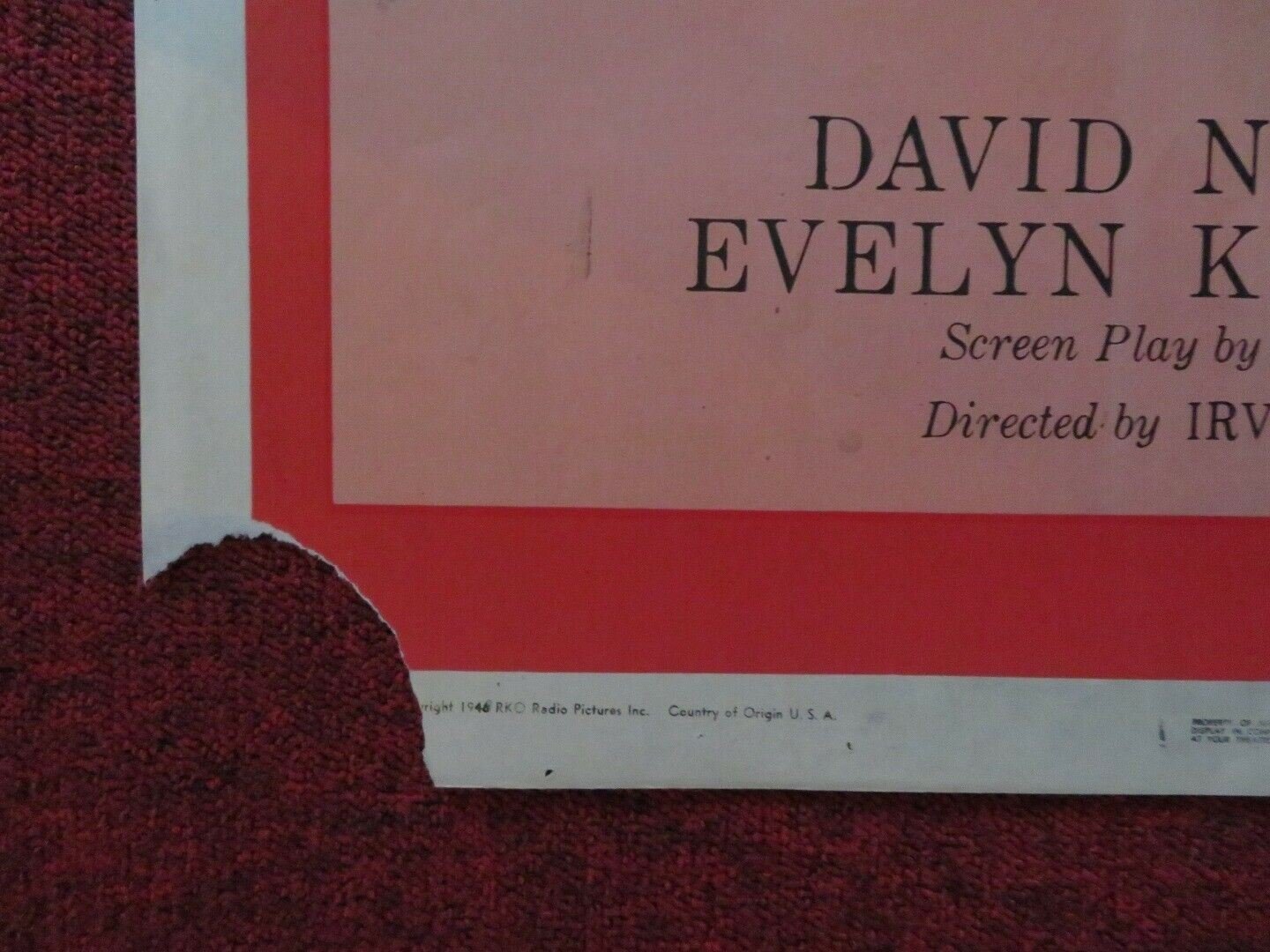 ENCHANTMENT FOLDED US ONE SHEET POSTER DAVID NIVEN TERESA WRIGHT 1948 Movie posters