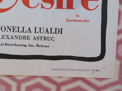 END OF DESIRE ONE SHEET POSTER MARIA SCHELL ALEXANDRE ASTRUL 1962 Movie posters