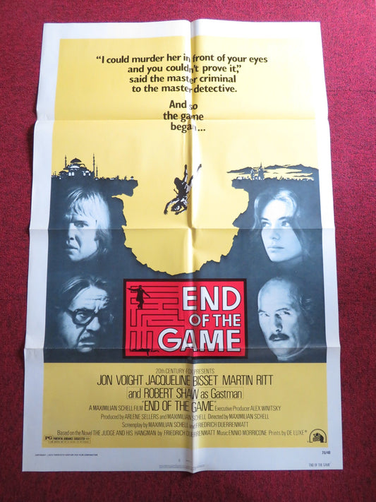 END OF THE GAME FOLDED US ONE SHEET POSTER JON VOIGHT JACQUELINE BISSET 1976 Rendezvous Cinema Movie posters