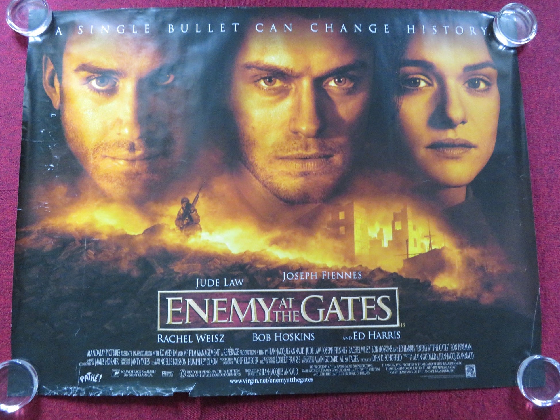 ENEMY AT THE GATES UK QUAD (30"x 40") ROLLED POSTER JUDE LAW JOSEPH FIENNES 2001 Rendezvous Cinema Movie posters