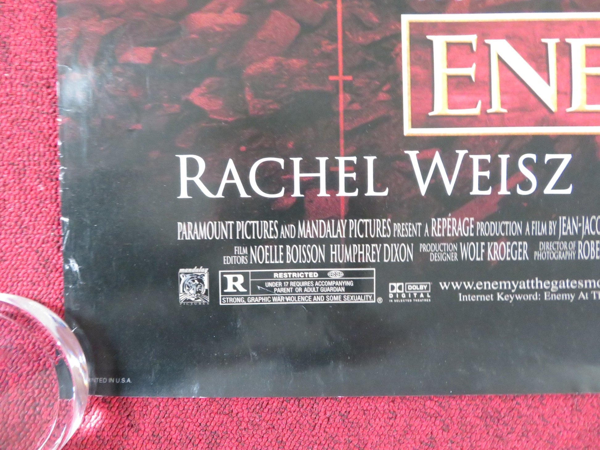 ENEMY AT THE GATES US ONE SHEET ROLLED POSTER JUDE LAW JOSEPH FIENNES 2001 Rendezvous Cinema Movie posters