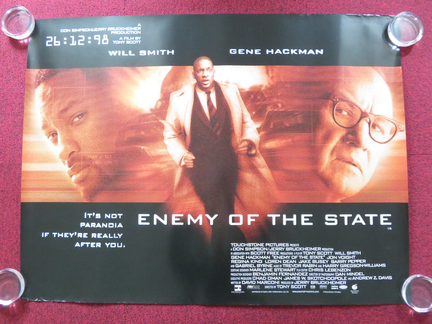 ENEMY OF THE STATE UK QUAD (30"x 40") ROLLED POSTER WILL SMITH GENE HACKMAN 1998 Rendezvous Cinema Movie posters