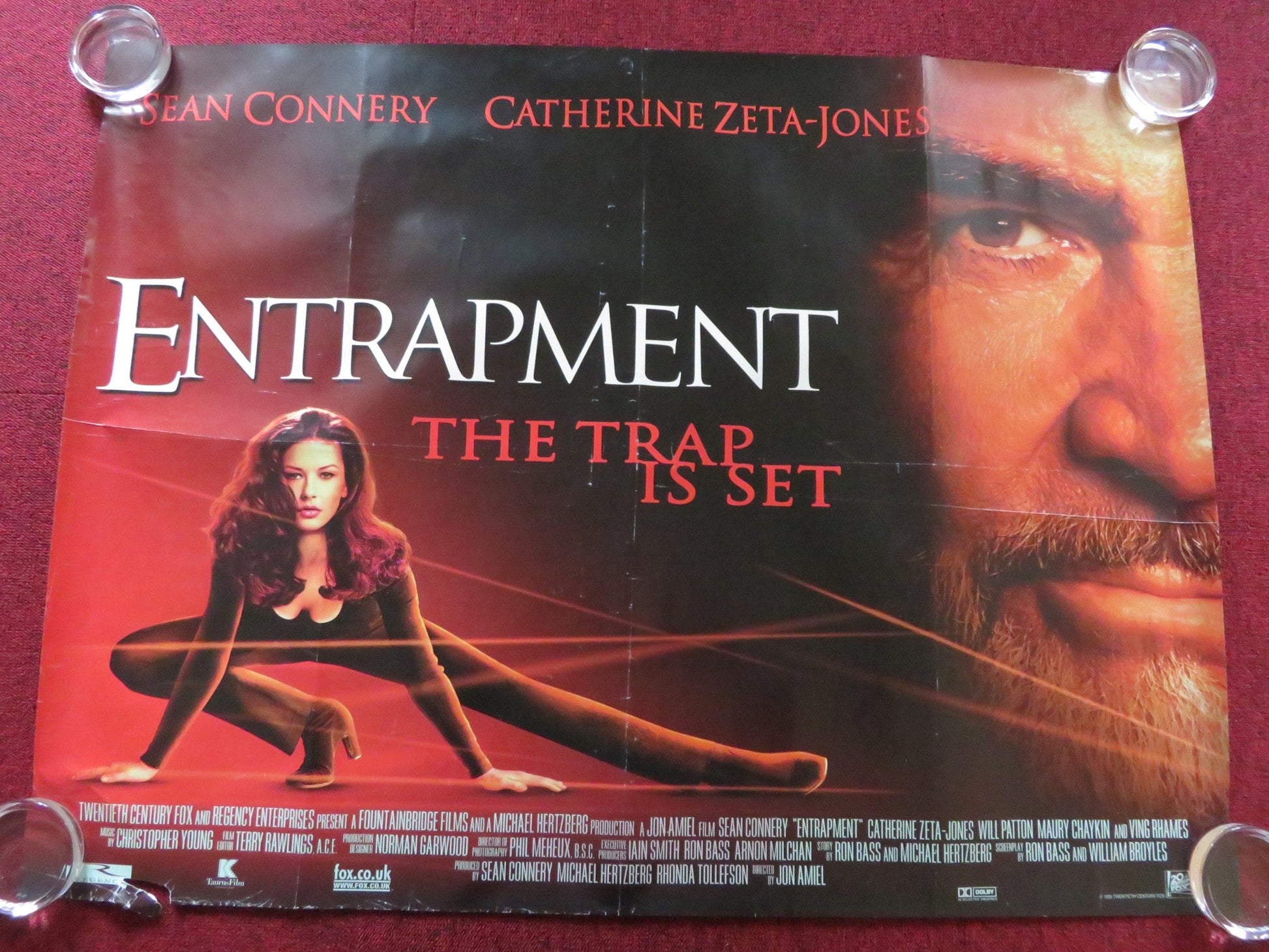 ENTRAPMENT UK QUAD (30"x 40") ROLLED POSTER SEAN CONNERY C. ZETA - JONES 1999 Rendezvous Cinema Movie posters