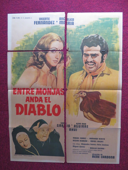 ENTRE MONJAS ANDA EL DIABLO FOLDED MEXICAN POSTER VICENTE F ANGELICA 1973 Rendezvous Cinema Movie posters