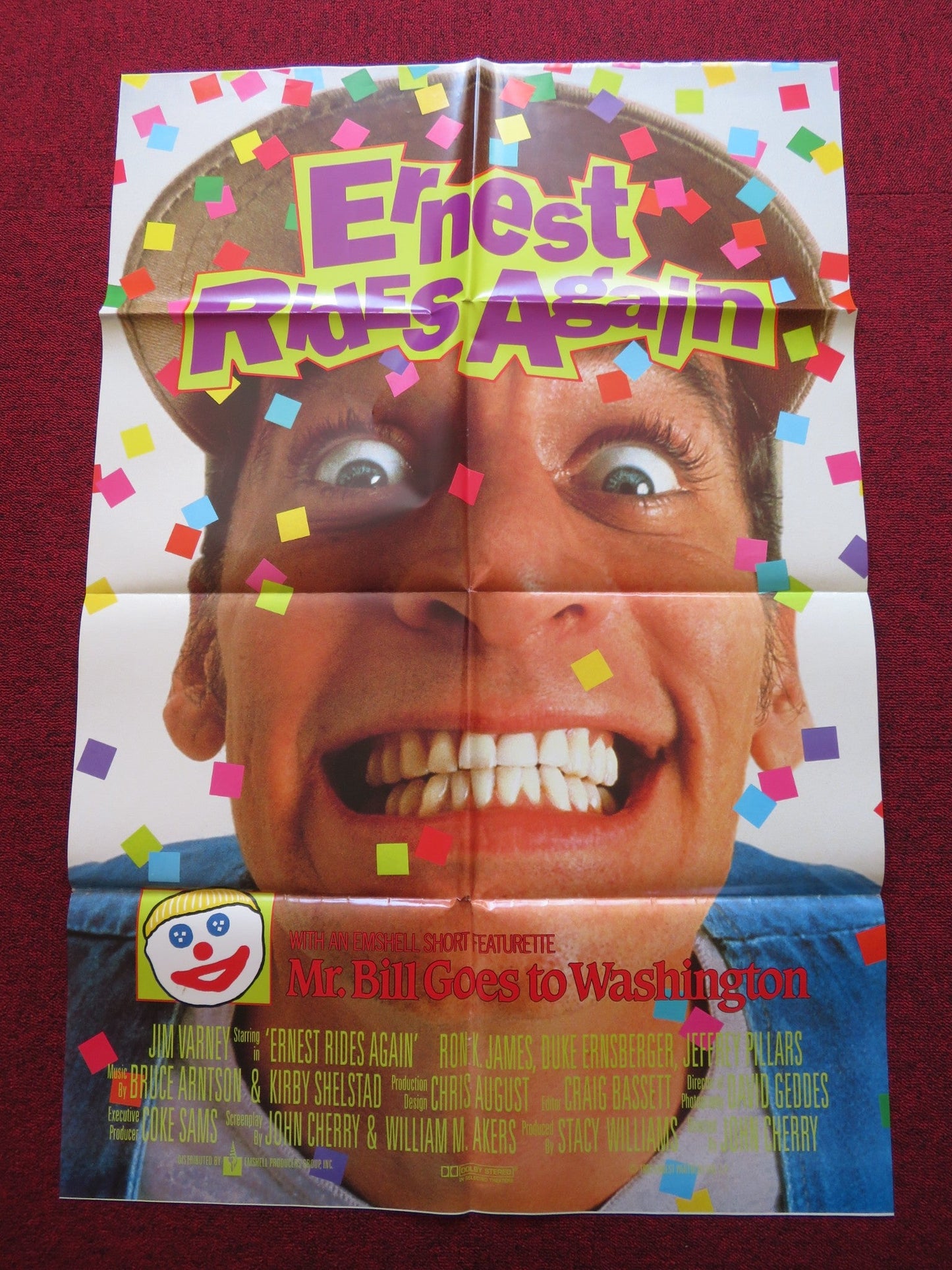 ERNEST RIDES AGAIN FOLDED US ONE SHEET POSTER JIM VARNEY RON K. JAMES 1993 Rendezvous Cinema Movie posters