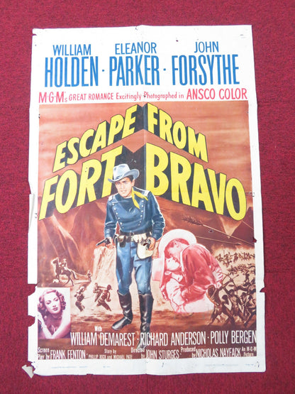 ESCAPE FROM FORT BRAVO FOLDED US ONE SHEET POSTER WILLIAM HOLDEN E. PARKER 1962 Rendezvous Cinema Movie posters