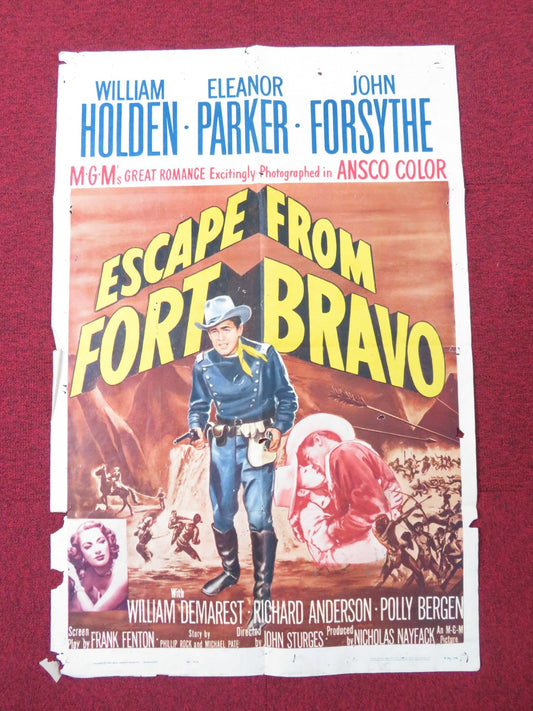 ESCAPE FROM FORT BRAVO FOLDED US ONE SHEET POSTER WILLIAM HOLDEN E. PARKER 1962 Rendezvous Cinema Movie posters