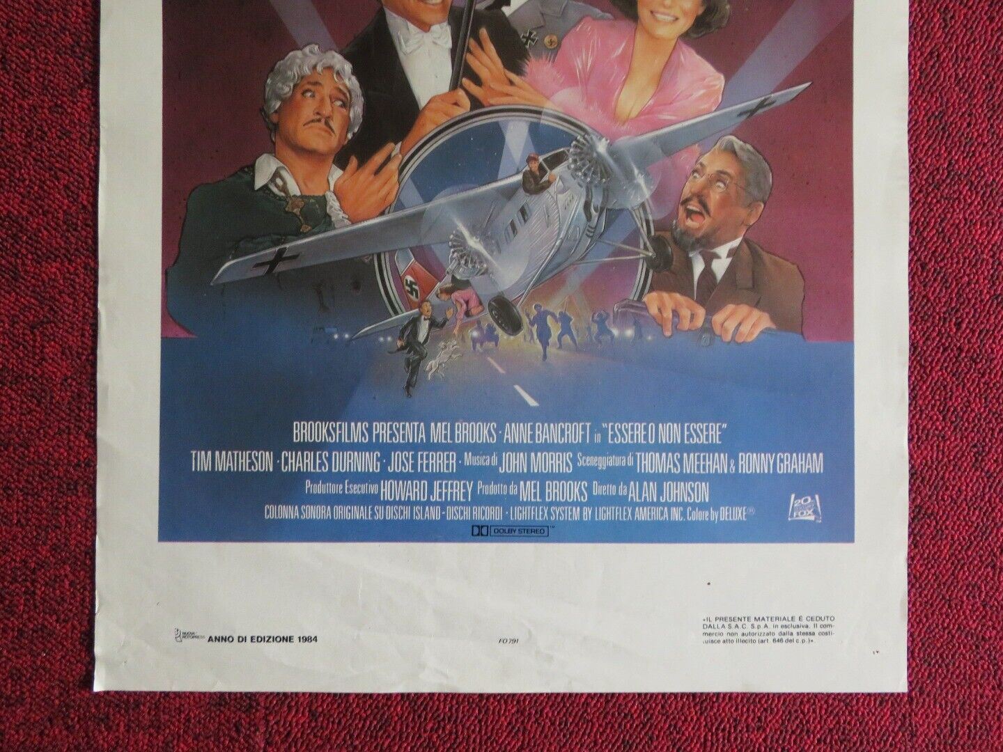 ESSERE O NON ESSERE ITALIAN LOCANDINA (27.5"x13.5") POSTER MEL BROOKS 1983 Movie posters