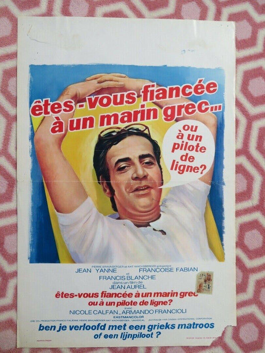 ETES - VOUS FIANCEE A UN MARIN GREC BELGIUM (21.5"x14.5") POSTER JEAN YANNE 1970 Movie posters