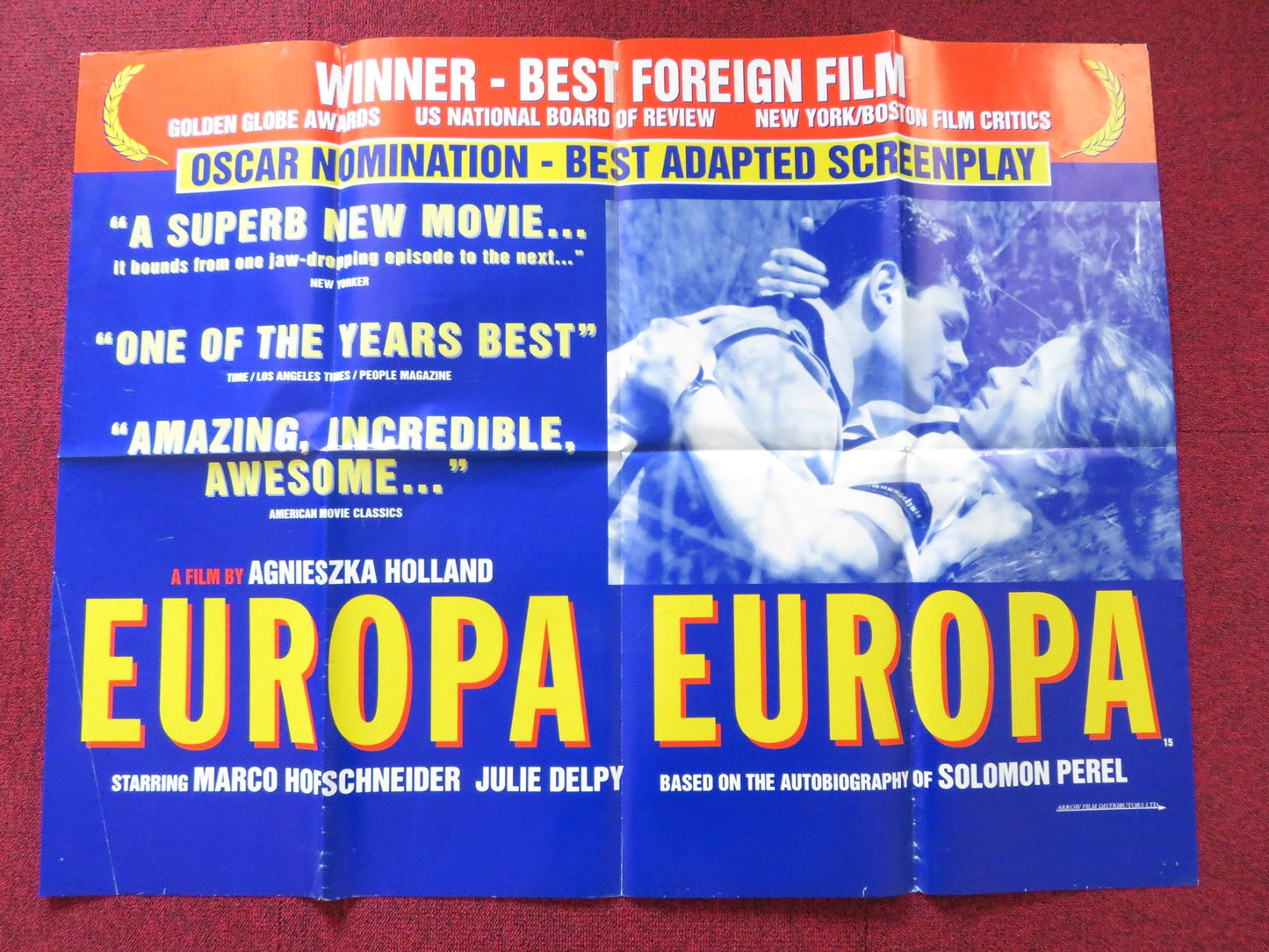 EUROPA EUROPA UK QUAD POSTER FOLDED MARCO HOFSCHNEIDER ANDREW WILMS 1990 Rendezvous Cinema Movie posters