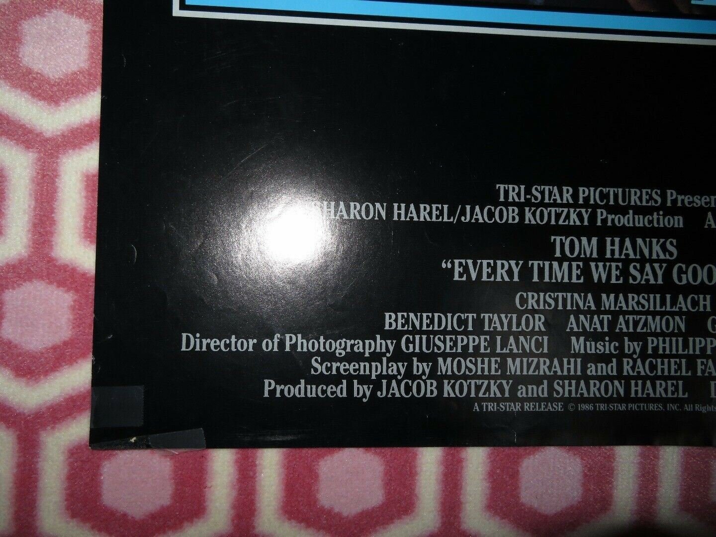 EVERY TIME WE SAY GOODBYE US ONE SHEET POSTER TOM HANKS 1987 Movie posters