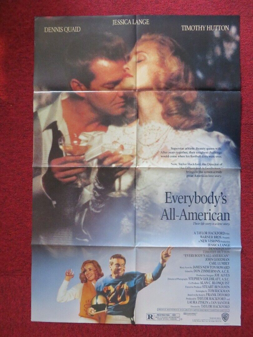 EVERYBODY'S ALL AMERICAN FOLDED US ONE SHEET POSTER JESSICA LANGE 1988 Movie posters