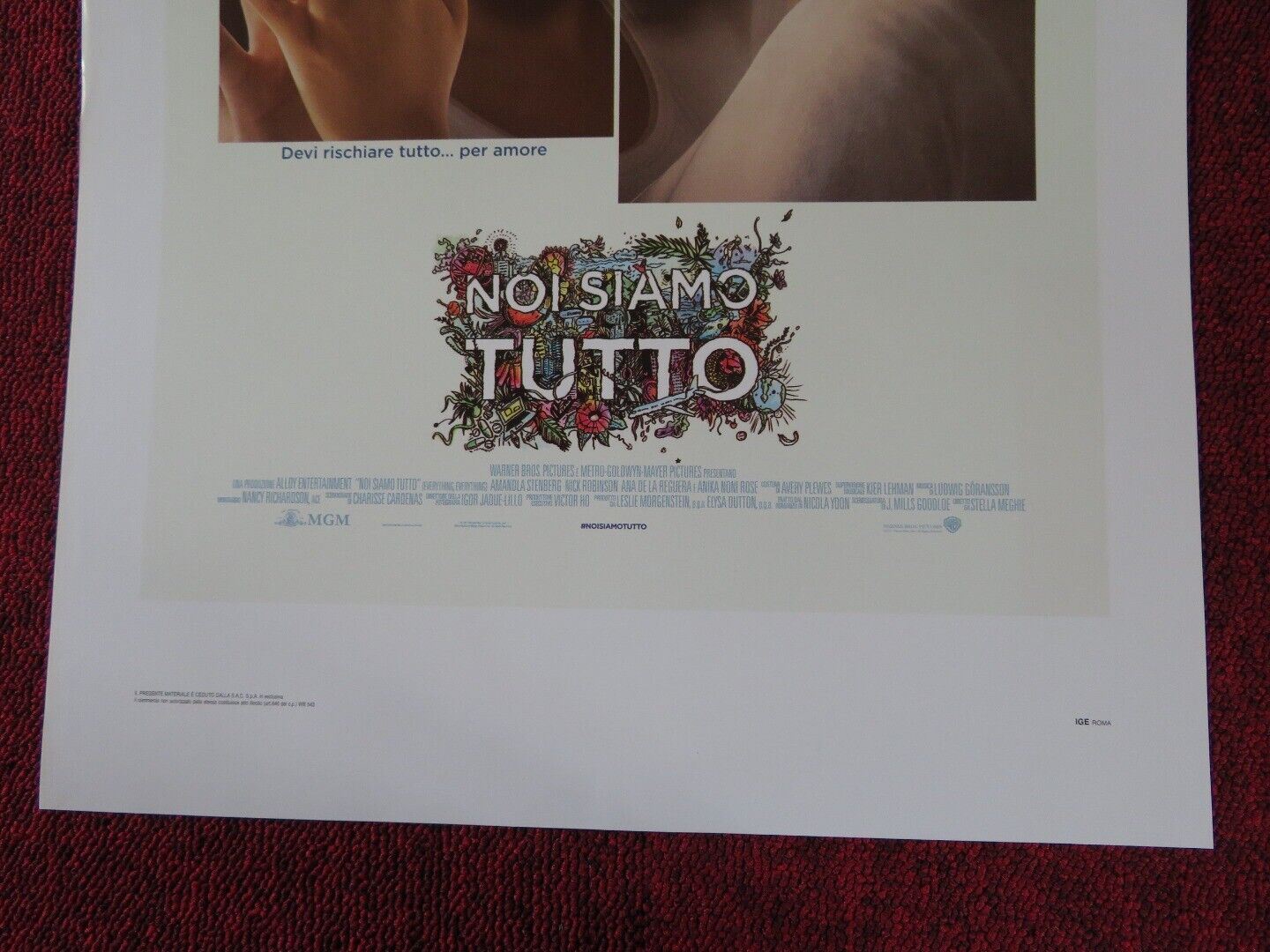 EVERYTHING, EVERYTHING ITALIAN LOCANDINA (27.5"x13") POSTER A STENBERG 2017 Movie posters