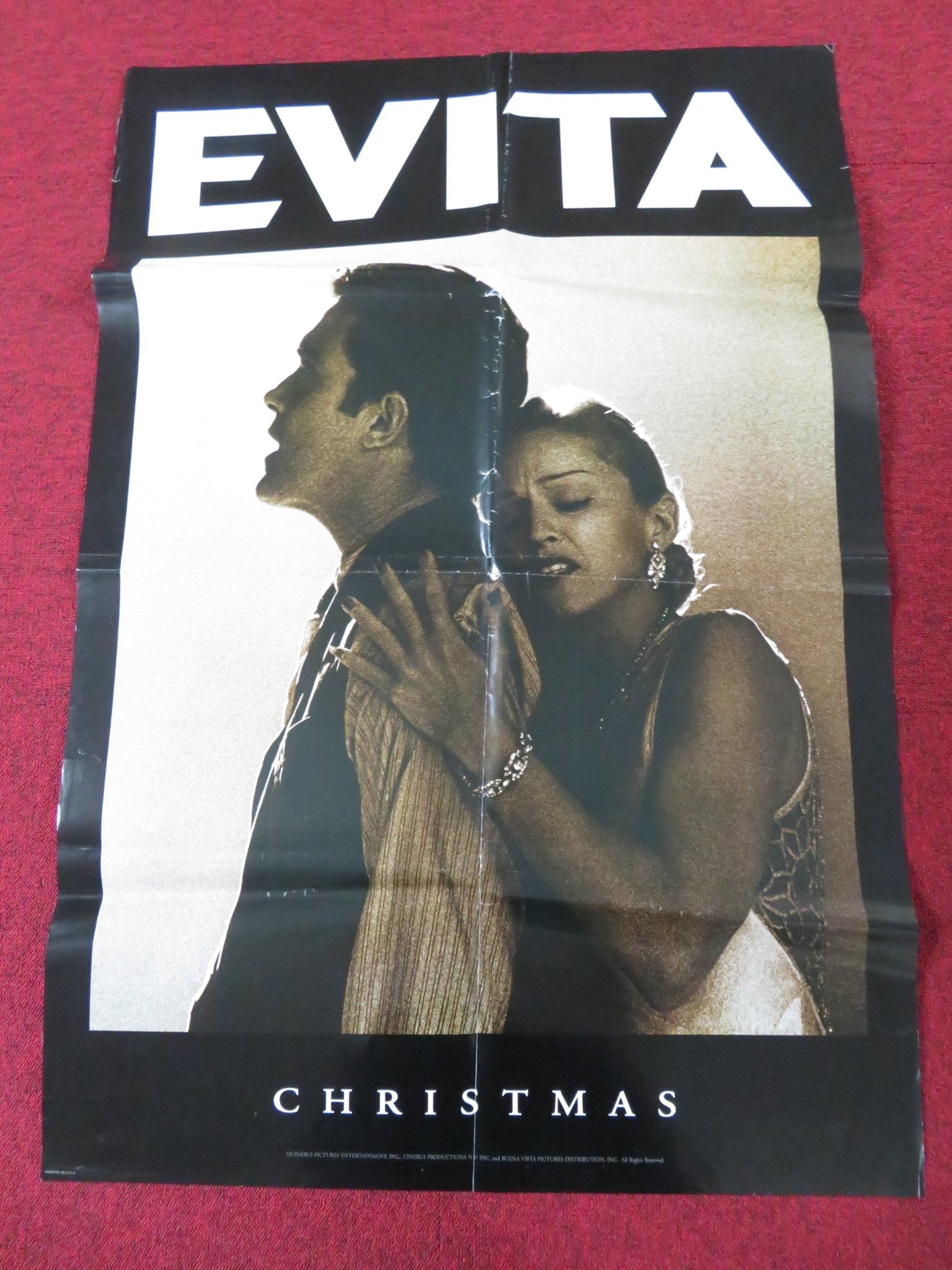 EVITA FOLDED US ONE SHEET POSTER MADONNA ANTONIO BANDERAS 1996 Rendezvous Cinema Movie posters