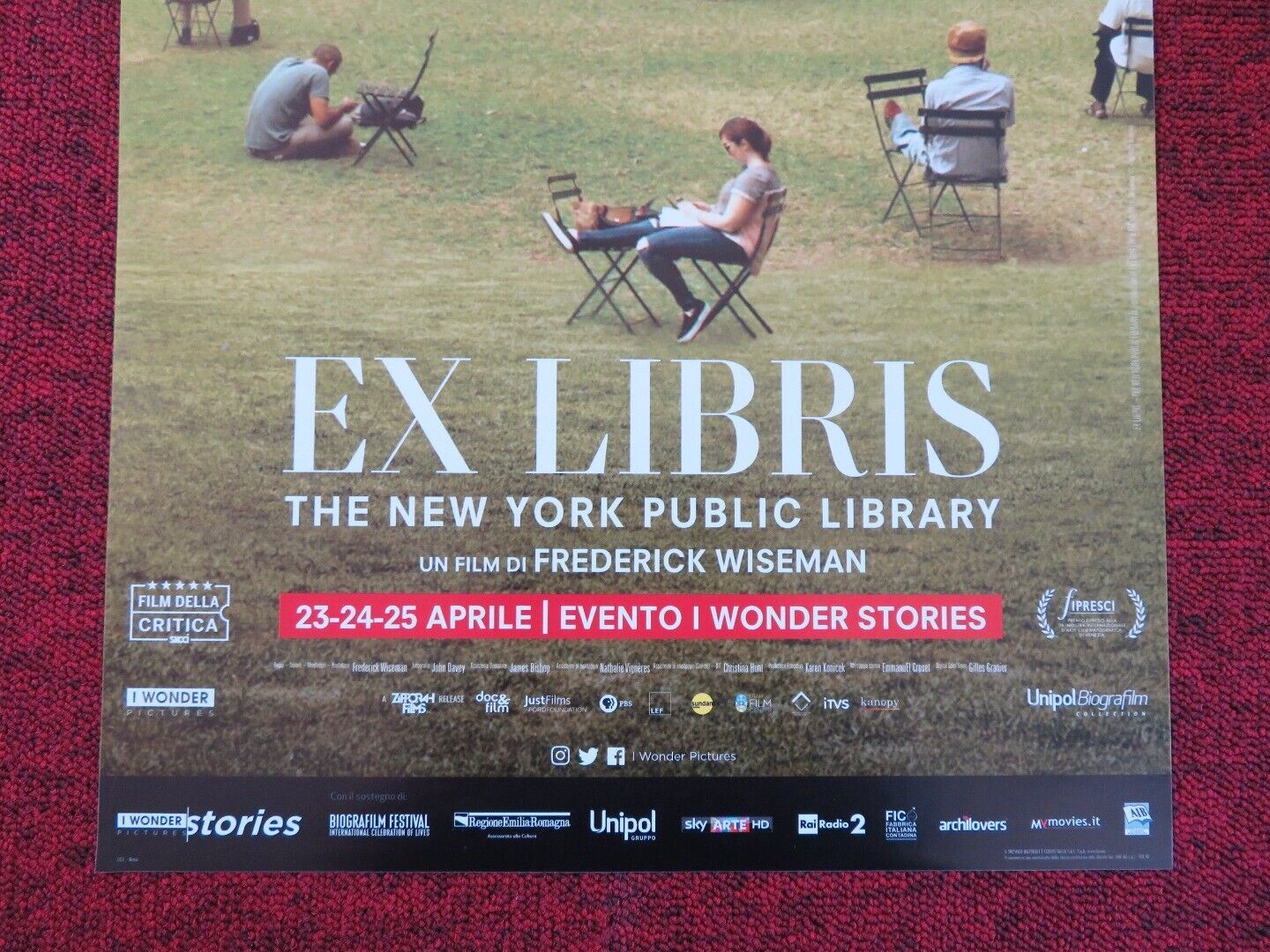 EX LIBRIS:THE NEW YORK PUBLIC LIBRARY ITALIAN LOCANDINA (26.5"x12.5") POSTER '17 Rendezvous Cinema Movie posters
