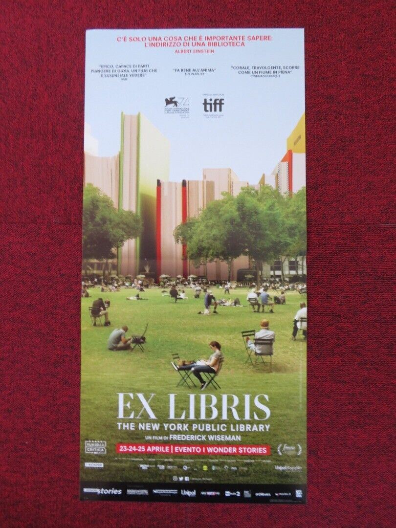 EX LIBRIS:THE NEW YORK PUBLIC LIBRARY ITALIAN LOCANDINA (26.5"x12.5") POSTER '17 Rendezvous Cinema Movie posters