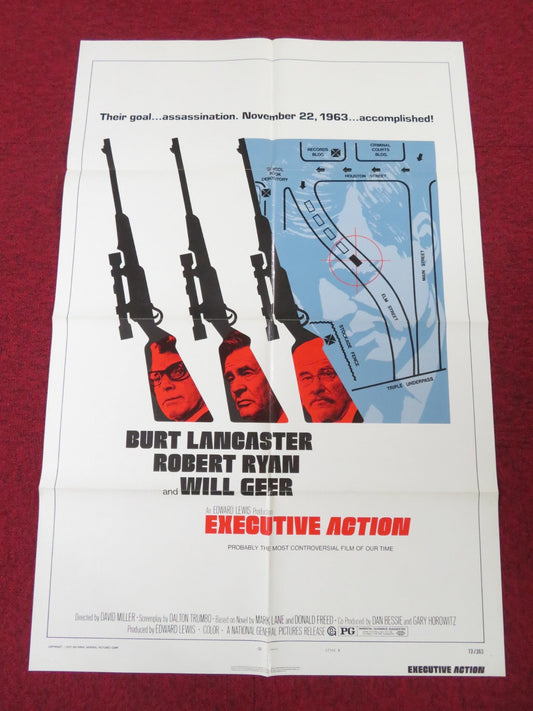 EXECUTIVE ACTION - STYLE B FOLDED US ONE SHEET POSTER BURT LANCASTER 1973 Rendezvous Cinema Movie posters