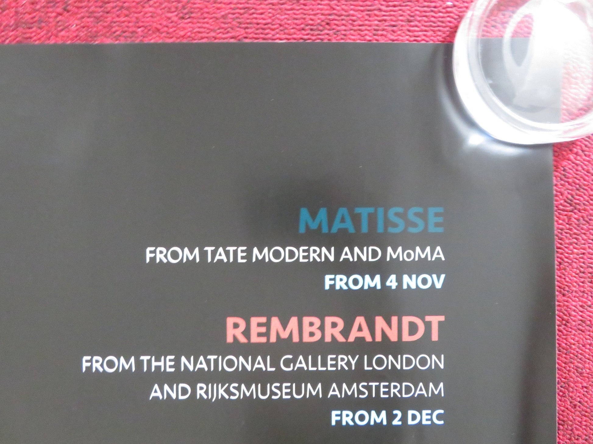 EXHIBITION ON SCREEN: MATISSE REMBRANDT... UK QUAD (30"x 40") ROLLED POSTER 2015 Rendezvous Cinema Movie posters