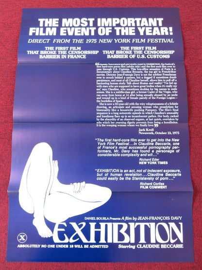 EXHIBITION US TRI FOLDED ONE SHEET ROLLED POSTER CLAUDINE BECCARIE 1975 Rendezvous Cinema Movie posters