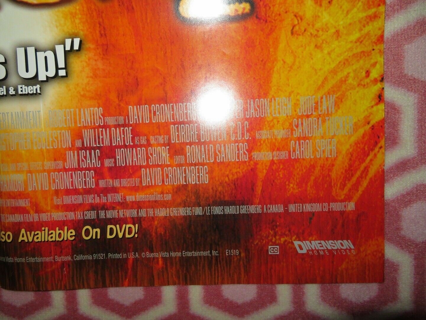 EXISTENZ VIDEO DVD FOLDED POSTER DAVID CRONEBERG 1999 Movie posters