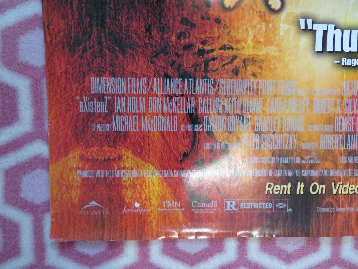 EXISTENZ VIDEO DVD FOLDED POSTER DAVID CRONEBERG 1999 Movie posters