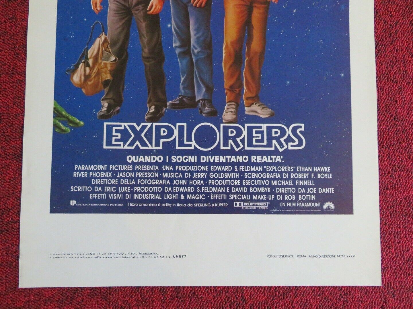 EXPLORERES ITALIAN LOCANDINA (27.5"x13") POSTER ETHAN HAWKE RIVER PHOENIX 1985 - Rendezvous Cinema
