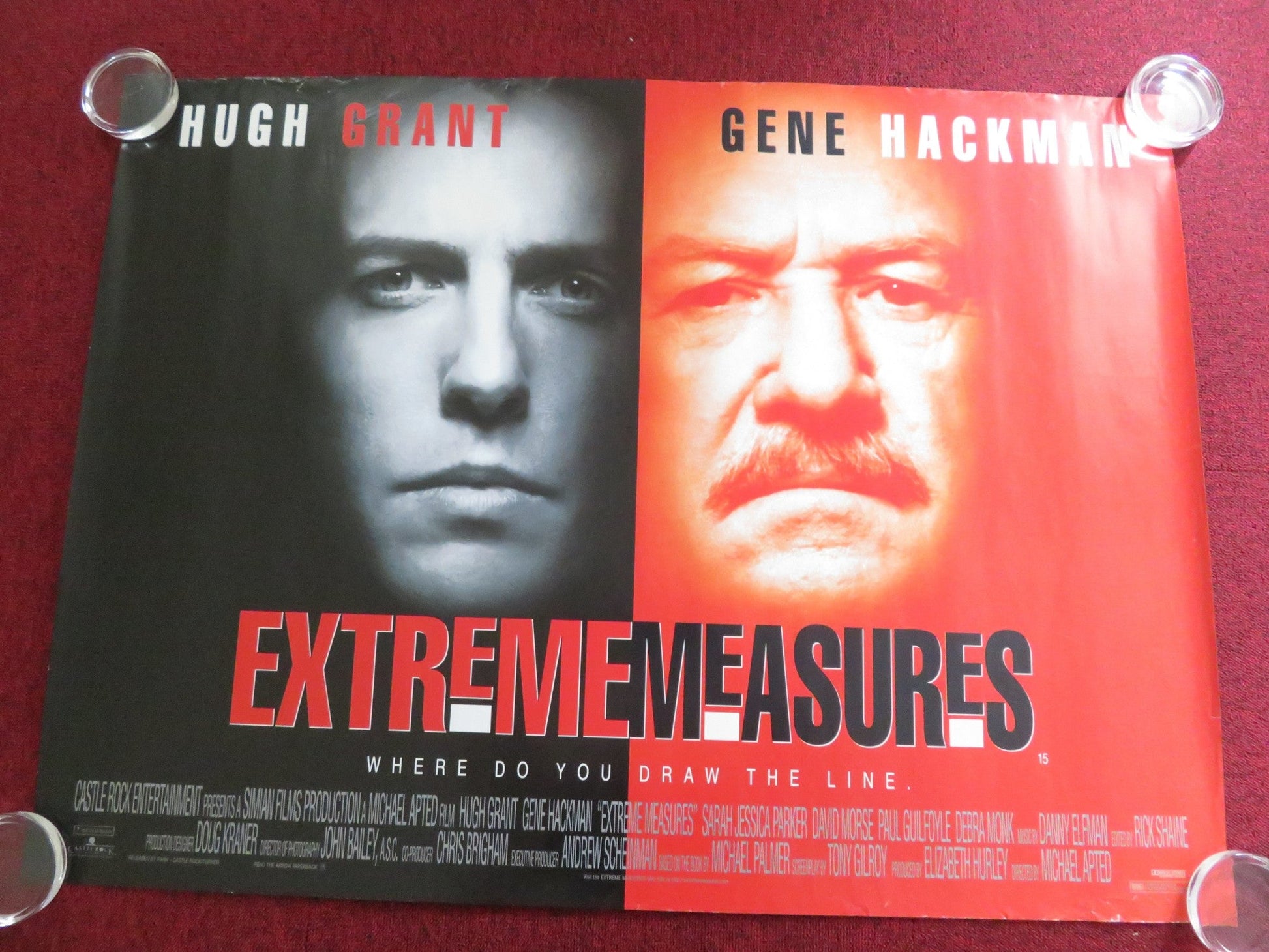 EXTREME MEASURES UK QUAD (30"x 40") ROLLED POSTER HUGH GRANT GENE HACKMAN 1996 Rendezvous Cinema Movie posters