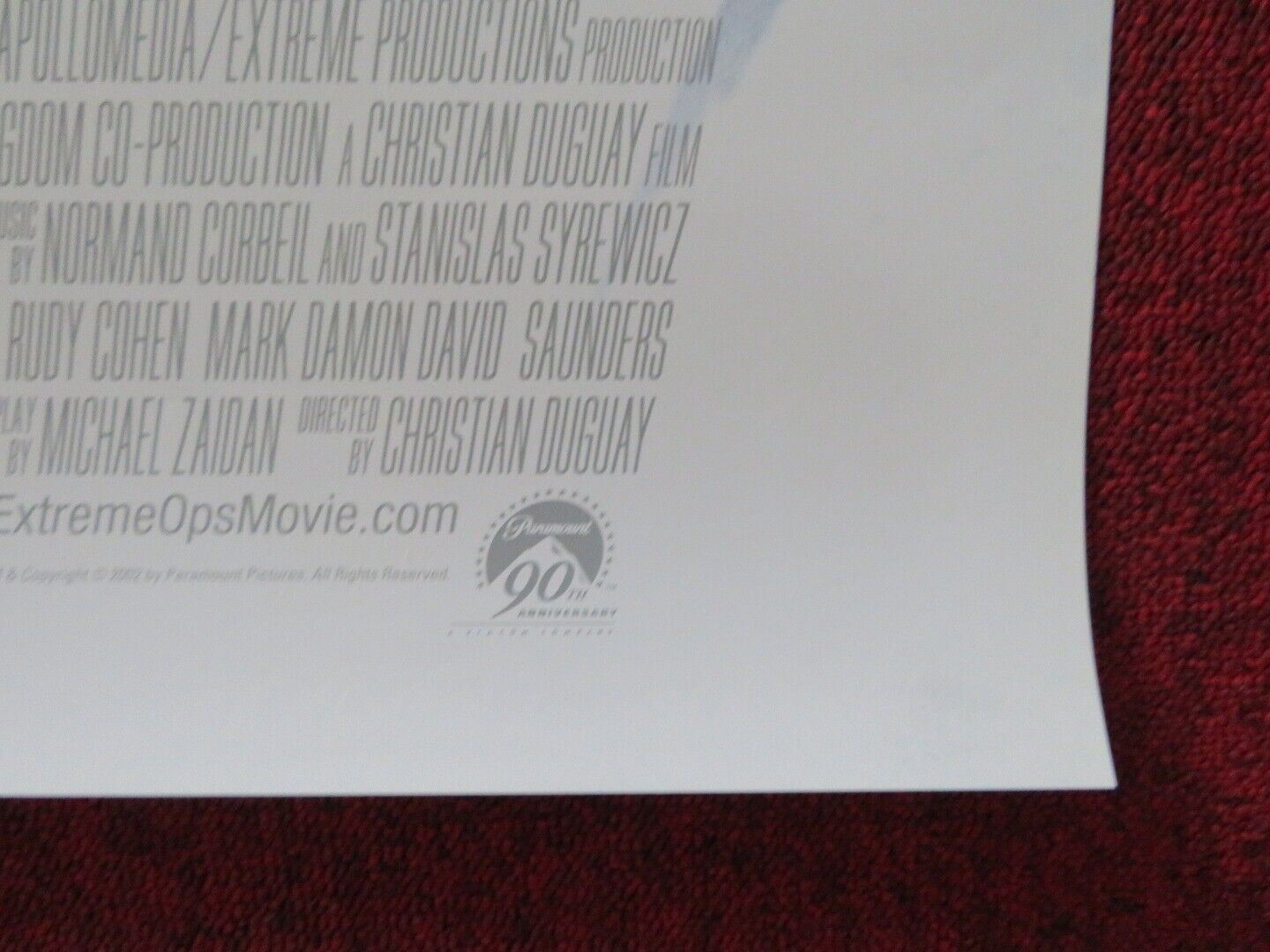 EXTREME OPS US ONE SHEET ROLLED POSTER DEVON SAWA 2002 Movie posters